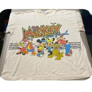Vintage 90's Premier Sportswear Mickey Mouse & Friends White Tee T-Shirt Florida
